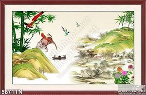 Tranh thư pháp thác nước trang trí đẹp độc đáo