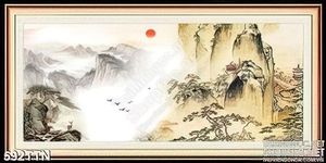 Tranh thư pháp thác nước trang trí treo tường