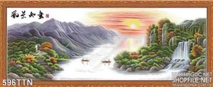 Tranh thư pháp thác nước sơn dầu đẹp