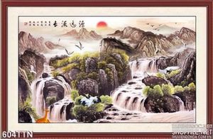 Tranh thư pháp thác nước sơn dầu đẹp