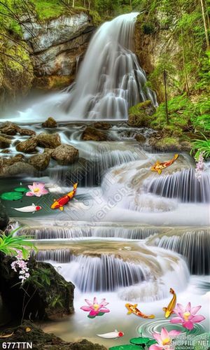 Tranh thư pháp thác nước đẹp