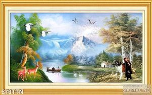 Tranh thư pháp thác nước sơn dầu nghê thuật
