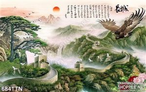 Tranh thư pháp thác nước phong thủy chim đại bàng