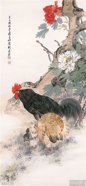 Tranh thư pháp con gà phong thủy