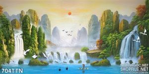 Tranh thư pháp sơn thủy treo tường phong thủy