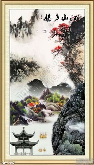 Tranh thư pháp thác nước treo tường đẹp