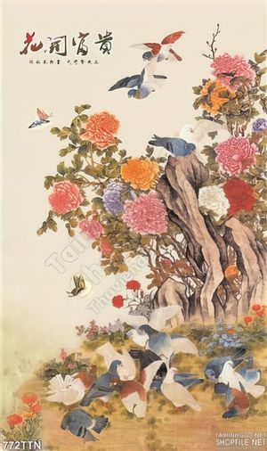 Tranh thư pháp hoa mẫu đơn đẹp