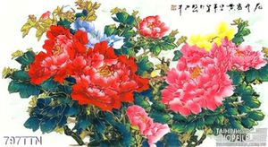 Tranh thư pháp hoa mẫu đơn đẹp