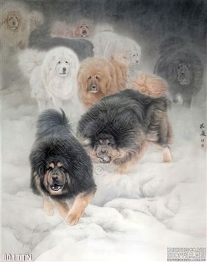 Tranh thư pháp con chó treo tường