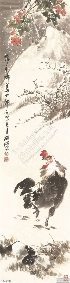 Tranh thư pháp con gà treo tường