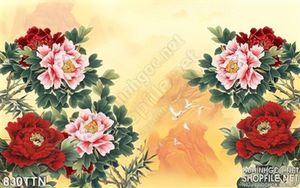 Tranh thư pháp hoa mẫu đơn đẹp