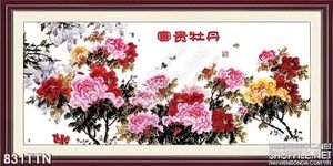 Tranh thư pháp hoa mẫu đơn phong thủy