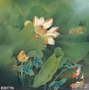 Tranh thư pháp hoa sen nghệ thuật