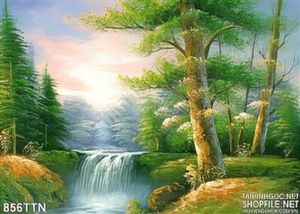 Tranh thư pháp thác nước phong thủy