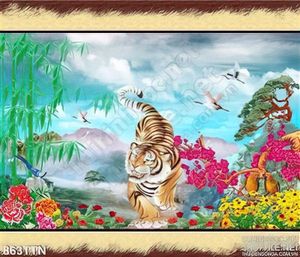 Tranh thư pháp con hổ trang trí