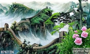 Tranh thư pháp thác nước phong thủy