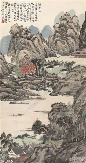 Tranh thư pháp thác nước phong thủy