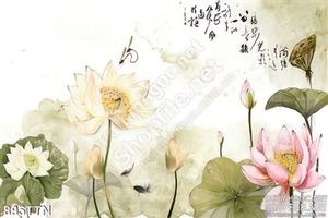 Tranh thư pháp hoa sen treo tường đẹp