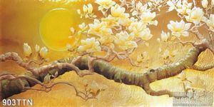 Tranh thư pháp hoa kim tiền đẹp