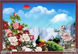 Tranh thư pháp thác nước sơn dầu đẹp