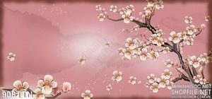 Tranh thư pháp hoa đào đẹp nghệ thuật