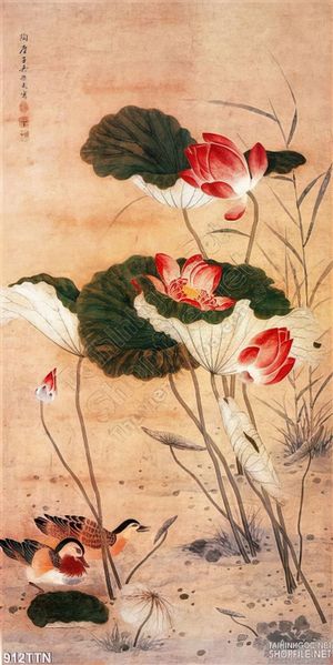 Tranh thư pháp hoa sen treo tường đẹp