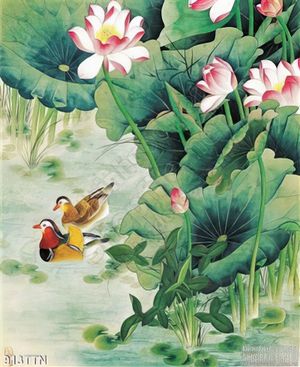 Tranh thư pháp hoa sen nghệ thuật đẹp