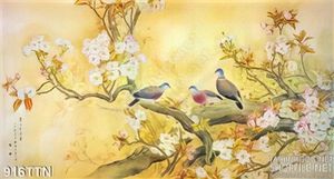 Tranh thư pháp chim yến trang trí