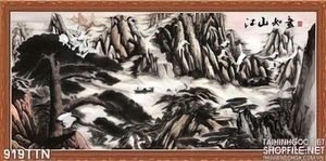 Tranh thư pháp thác nước sơn dầu đẹp