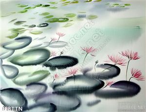 Tranh thư pháp hoa sen đẹp