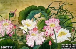 Tranh thư pháp hoa sen treo tường