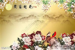 Tranh thư pháp hoa mẫu đơn nghệ thuật
