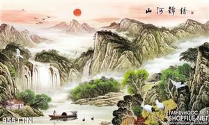 Tranh thư pháp thác nước phong thủy độc đáo