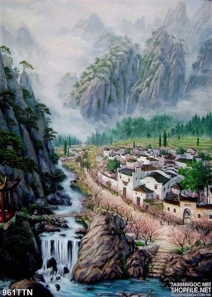Tranh thư pháp thác nước treo tường đẹp