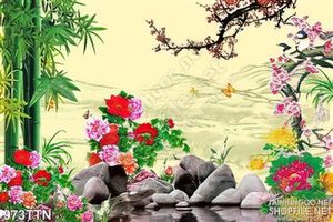 Tranh thư pháp hoa đào nghệ thuật đẹp