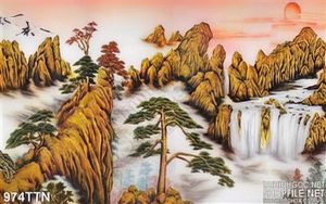 Tranh thư pháp thác nước phong thủy