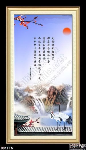 Tranh thư pháp thác nước phong thủy