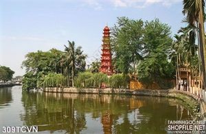 Tranh thắng cảnh Việt Nam chùa Huế