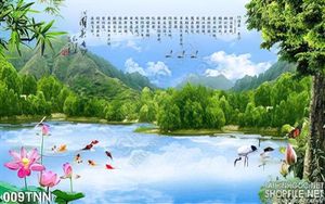 Tranh thiên nhiên hồ hoa sen phong thủy treo tường đẹp