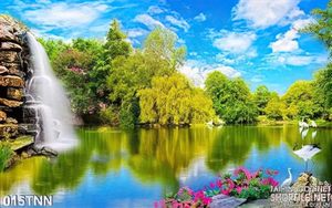 Tranh thiên nhiên thác nước trang trí phòng khách