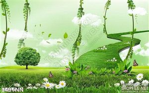 Tranh thiên nhiên con đường màu xanh