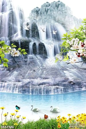Tranh thiên nhiên thác nước phong thủy