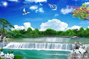 Tranh thiên nhiên và thác nước phong thủy