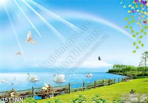 Tranh thiên nhiên thiên nga treo tường phòng ngủ