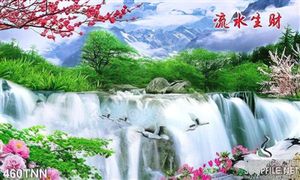 Tranh thiên nhiên thác nước phong thủy trang trí phòng khách