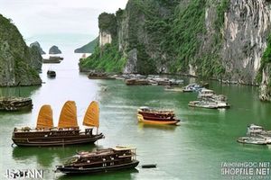 Tranh thiên nhiên Vịnh Hạ Long hoàng hôn