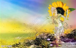 Tranh hoa hướng dương dán tường đẹp