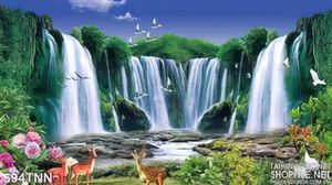 Tranh thiên nhiên thác nước phong thủy đẹp