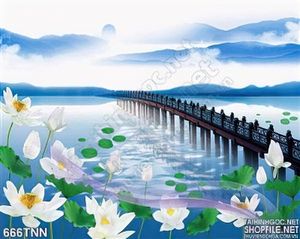 Tranh thiên nhiên hồ sen trang tri đẹp