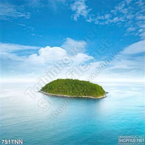 Tranh thiên nhiên đảo xanh trên biển